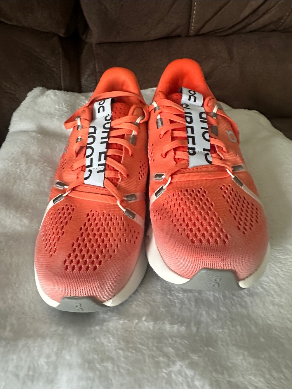 On Running Women's Coral/White Athletic Running Sneakers